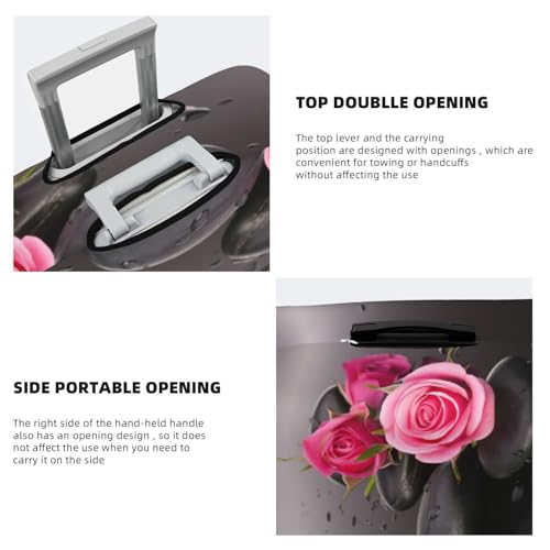 Housse de valise anti-rayures EdWal lavable et résistante taille L motif roses - 4