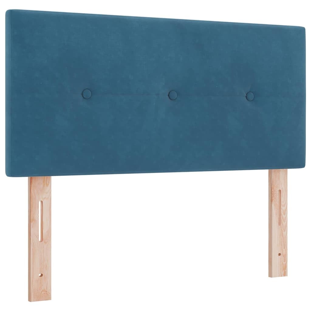 Dunkelblau Boxspringbett 100x200 cm Samt Einzelbett mit Matratze & Topper Höhenverstellbar Kopfteil Holzrahmen Modernes Polsterbett für Schlafzimmer Gästezimmer Jugendzimmer