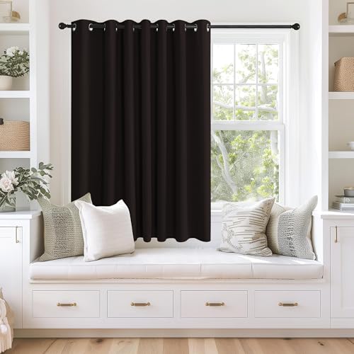 NICETOWN Blackout Curtains 63 inches Long for Living Room Bedroom, Grommet Thermal Insulated Room Divider Drape Window Treatment for Sliding Patio Door, W100 x L63, 1 Panel, Coffee