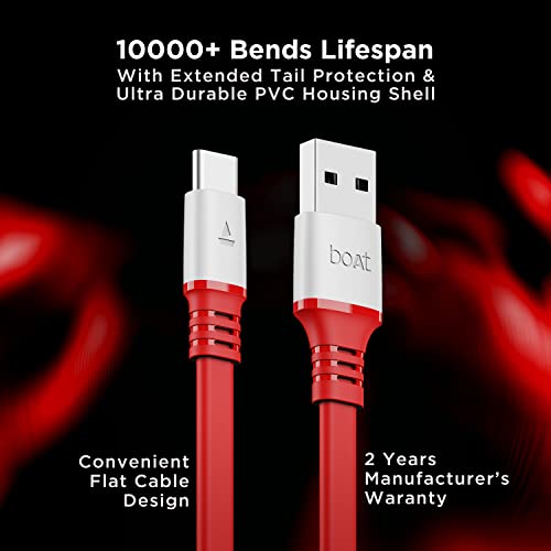 boAt Type C A750 6.5A Super Fast Charging Flat Cable Cable with Stress