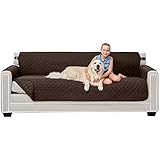 Sofa Shield Patented Couch Slip Cover, Large Cushion Protector, Reversible Stain and Dog Tear Resistant Slipcover, Quilted Microfiber 78” Seat, Washable Covers for Dogs Pets Kids, Chocolate