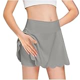 XINYUNZU Mädchen Tennisrock Rock mit Hose Drunter Hosenrock Sommerrock Mädchenrock Hohe Taille Minirock Einfarbig Skort Girls Freizeit Sport Mode Röcke für Kinder Grau 5 Jahre