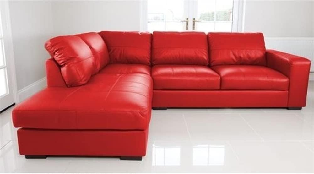 WESTPOINT - CORNER SOFA – FAUX LEATHER – LEFT HAND SIDE (red)