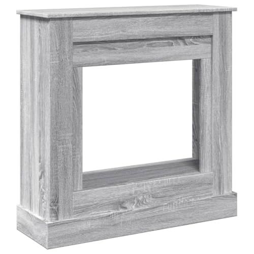 vidaXL Kaminumrandung, Dekorative Kaminkonsole, Kaminsims Dekokamin für Wohnzimmer, Kaminattrappe Kaminverkleidung, Grau Sonoma Holzwerkstoff