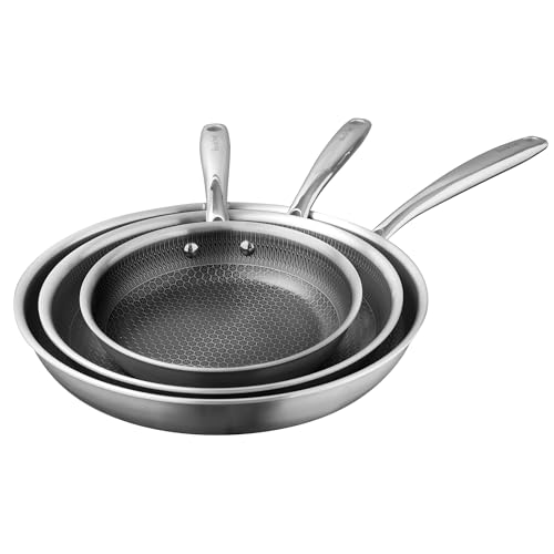 Redchef Non Stick Frying Pans, Hybrid Ceramic Frying Pan, Nonstick Skillets with Stay-Cool Handle, Non Toxic, PFAS PFOA & PTFE Free, Dishwasher & Oven Safe, Compatible with All Cooktops (8+10+12 inch)