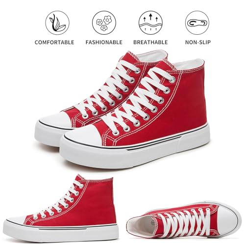 Image of hash bubbie High Top Sneakers for Women Classic High Tops Canvas Shoes Lace up Women's Fashion Sneaker