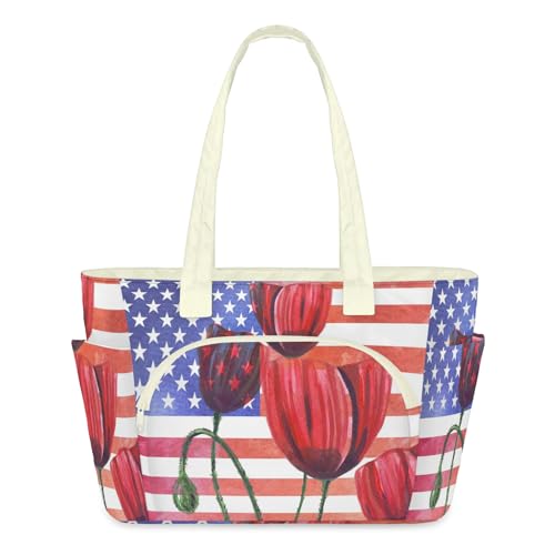 Sac fourre-tout coquelicot léger pour femme grand sac de sport et de voyage zippé
