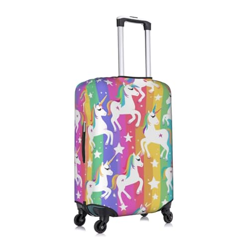 Unicorns On Stripes Tsa Approved Luggage Cover For 18-32 Inch Suitcases Scratch-Resistant Stretch Luggage Cover3
