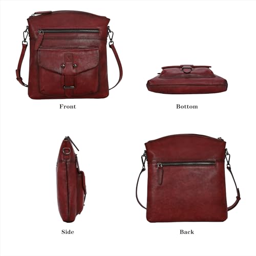 Image of HESHE Leather Crossbody Bags for Women Shoulder Handbags Satchel Purse | Spacious Medium Crossover Shoulder Purse with Adjustable Sling Straps Lightweight Hobo Bags for Work,Travel and Daily Use