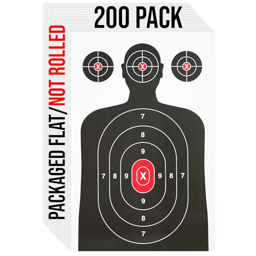 Image of 200 Pack Flat Package /Not Rolled Paper Shooting Target for Gun Range, Target Practice - Silhouette Paper Target Handguns, Rifles, Pistols, Airguns, BB Guns, Pellet Guns (14 X 22 inches)