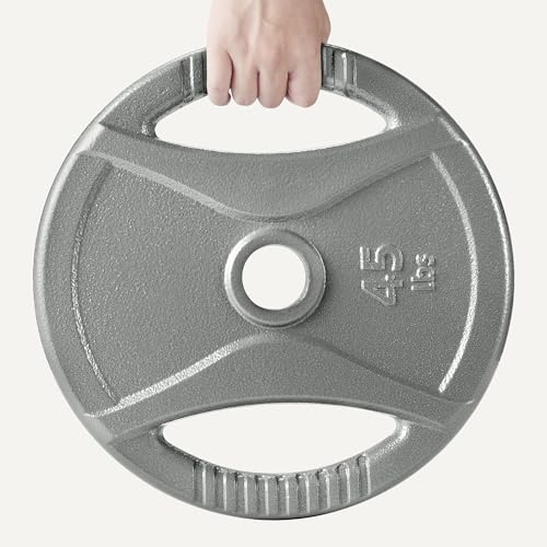 Image of Amazon Basics 2-Inch Olympic Grip Weight Plates, Cast Iron, for Powerlifting, CrossFit & Strength Training