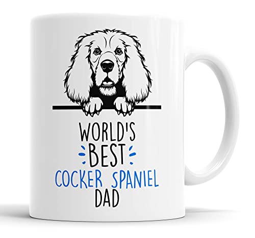 Faithful Prints Cocker Spaniel World's Best Dad Mug Dog Dad Cocker Spaniel Dad Cup Friend Funny Gift for Birthday Christmas, Cocker Spaniel Mug, (FP-10452)