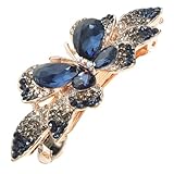 LABRIMP 水晶ラインストーン蝶デザインヘアクリップ 蝶形スプリング式ヘアバレット レディース用結婚式おしゃれ髪飾り 誕生日や特別な日の