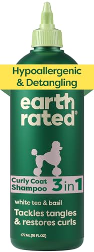 Earth Rated Dog Detangler Shampoo & Conditioner, Hypoallergenic 3-in-1 for Dogs & Puppies, Deodorizing, 98.5% Natural Origin Ingredients, for Doodles & Poodles, 16 oz
