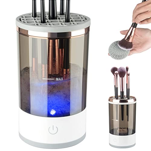 SYOSI Electric Makeup Brush Cleaner Makeup Brush Cleaner Machine with Brush Holder Mat USB Automatic Cosmetic Brush Cleaner for All Size Beauty Makeup Brushes