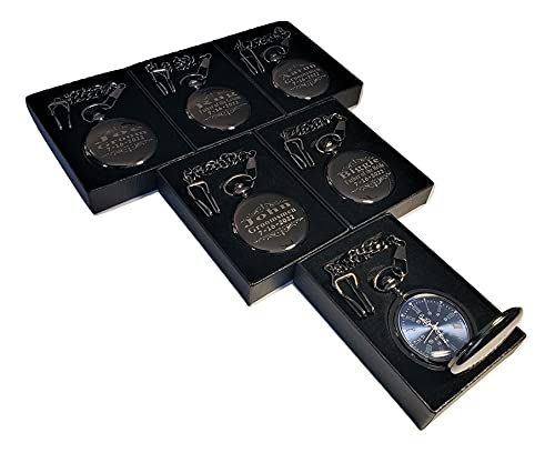 5 Custom Engraved Pocket Watches, Gift Boxes Included, Stainless Chains, Engraving Included. Wedding Vintage Style Groomsmen, Best Man Gift Sets (Silver) #TOP5