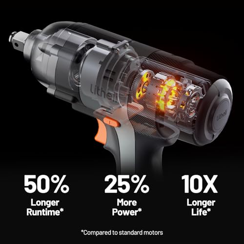 Image of LiTHELi 20V Cordless Impact Wrench Kit with 2.0Ah Battery, 1 /2 inch Hog Ring Impact Gun, Max 295ft-lbs & 3000IPM, 5 Torque Settings, 5 Sockets & Blow Molded Case, for Car Tire, Home Repair & DIY
