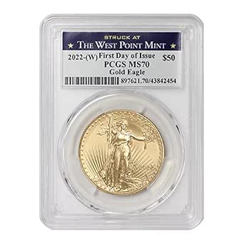 2022 1 oz American Gold Eagle Coin, MS-70, $50, PCGS First Day of Issue