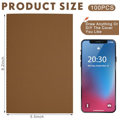 Image of Mimorou 100 Pcs A5 Journals Notebooks Bulk,Dark Brown,Lined