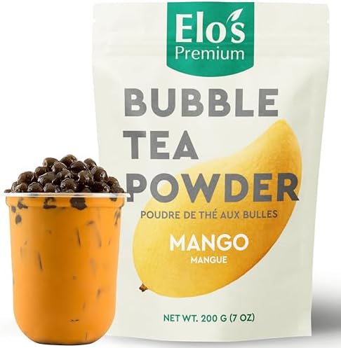 Bubble Tea Powder Kit (200g / 7oz) Mango Flavour| Instant Boba Mix, Ready in 2 Minutes| Authentic Taiwanese Taste, Packed In Canada, NON-GMO| Make Smoothies, Ice Coffee and More| By Elo’s Premium