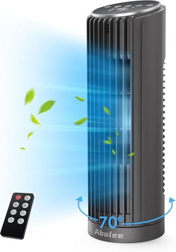 PNTCK Ventilador de mesa para dormitorio, ventilador de mesa de 23 pies/s con mando a distancia, ventilador de mesa oscilante de 70°, 4 velocidades, 4 modos, temporizador de 12 horas