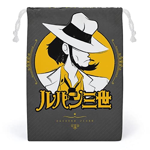 ルパン三世 はんぎょどん 巾着袋 収納袋 ジュエリーポーチ アクセサリー 保存袋 小物収納 携帯用 （12x18cm/20x25cm)