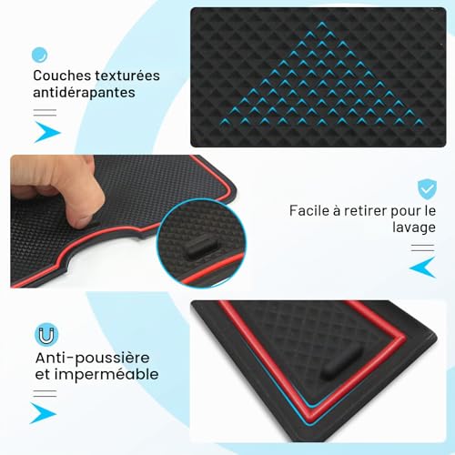 CDEFG Compatible avec Suzuki Swift/Sport/Hybrid 2017-2022 2023 Tapis de Protection Anti-poussière Antidérapant Swift Porte Gobelet Caoutchouc Console Centrale Swift Accessoire (Rouge) – vue 2