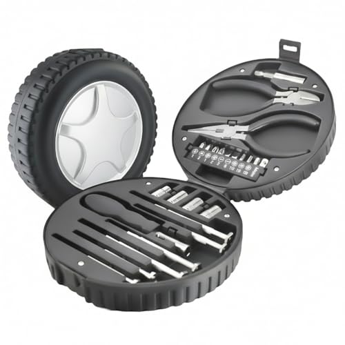 Set de herramientas mini 24 piezas con caja almacenamiento llanta