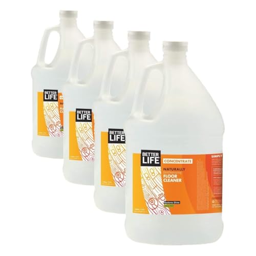 Image of Better Life Floor Cleaner Concentrate - Liquid Multipurpose Cleaner for Wood, Tile, Laminate, Vinyl, Bamboo - Hardwood Floor Cleaner for Mopping - Citrus Mint 1 Gal Concentrate (Pack of 4)