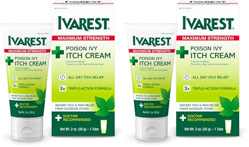 Image of Ivarest Poison Ivy Itch Cream, 2 Ounces, Poison Ivy Cream, Max Strength-Poison-Ivy Relief, Poison-Ivy Treatment, Poison-Oak, Insect Bite Relief,Fast-Acting Itch-Relief,Anti-Itch,Medicated (Pack of 2)