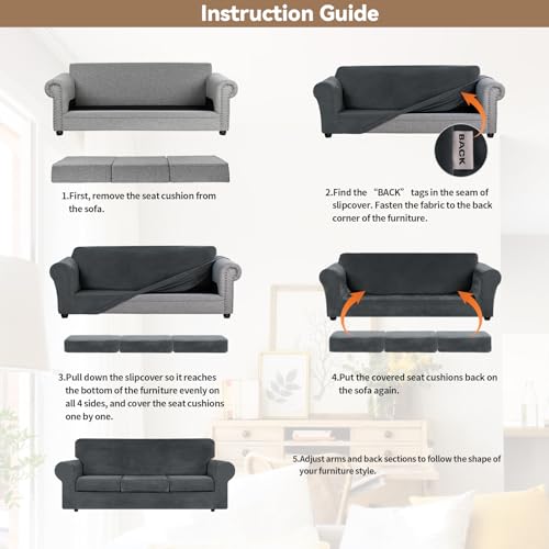 WEERRW 4-Piece Velvet Sofa Cover