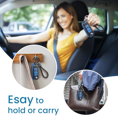 Image of for Mazda Key Fob Cover with Metal Braided Rope Keychain, Upgraded TPU Surface Grain Case for CX-3 CX-5 CX-7 CX-9 Mazda 3 6 MX-5 Miata (3 buttons) (Blue, A2)
