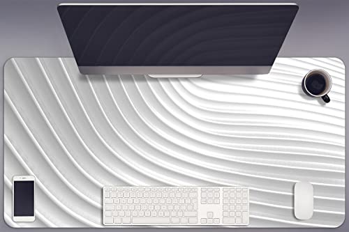 Sous-main de bureau gaming lavable anti-rayures tapis vinyle blanc protège table