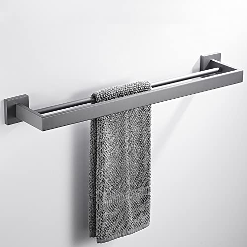 Modern Gray Bathroom Hardware Set - Towel Rack Toilet Paper Holder Towel Rail Hook Soap Dish Toilet Brush Double Layer Storage Basket - Elegant Home Decor Accessories for Stylish Bathrooms