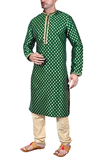 SK105 Men's Green Kurta Pajama Set Wedding Kurta Pyjama Indian Party Suit3