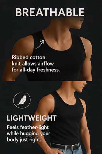 Image of Rockwell Men's Premium Cotton Vest - Sleeveless Gym Undershirt | Breathable, Stretchable & Skin-Friendly Innerwear for Everyday Comfort | 002