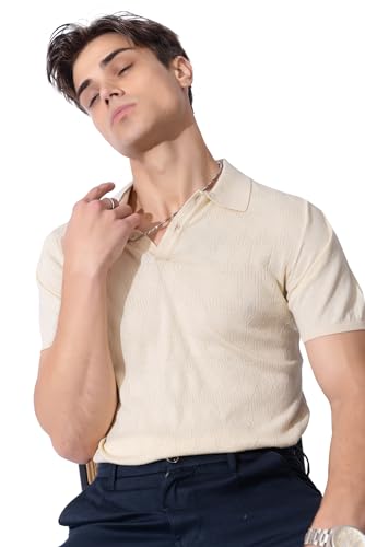 Image of Armisto Men's 100% Cotton Fancy Party Polo T-Shirt /Neutral Colour