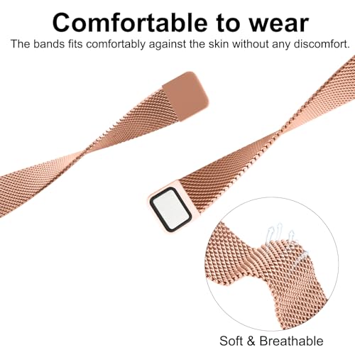 Band Compatible with Fitbit Sense/Sense 2 Versa 3/Versa 4 for Women Stainless Steel Magnetic Strap Adjustable Four Leaf Clover Watch Bands.