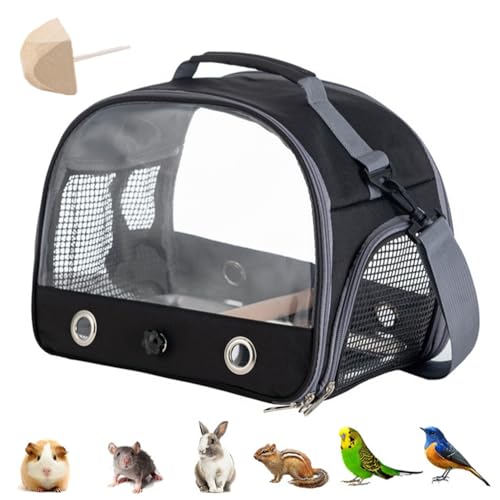 Mochila para pájaros con palo de madera, bolsa de transporte para pájaros con barra de pie y bandeja de acero inoxidable, mochila ligera para loros, con bandeja de acero inoxidable y poste de pie