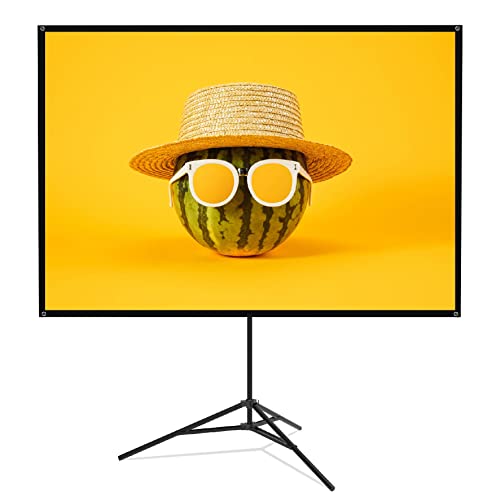 Authentic Crazy Deals Projector Screen with Stand, 4k HD 16:9 Projector Screen Foldable Anti-Crease Portable Projector Movie Screen for Outdoor Indoor Home Theater Backyard Cinema Outdoor Projector Screen (84 Inch)