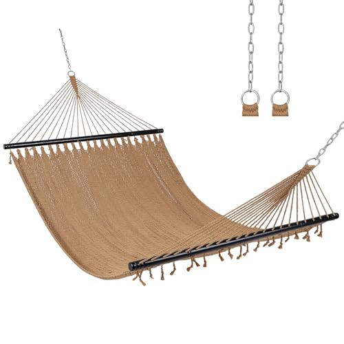 Tangkula 10.5FT Outdoor Caribbean Double Hammock, 600 LBS Capacity, Coffee