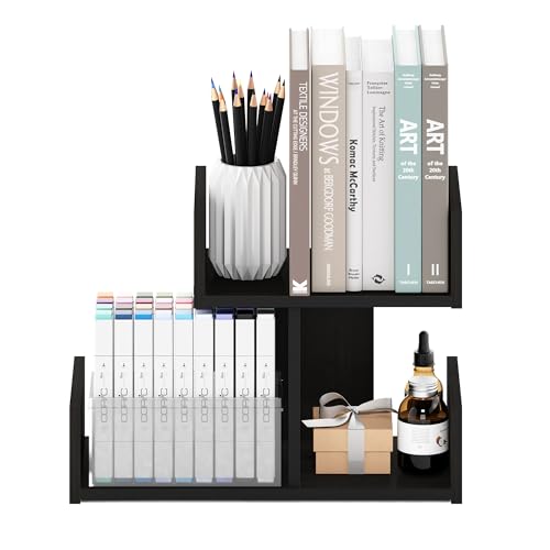 Image of Furinno HERMITE Desk File Folder Organizers, 3-Shelf Desktop Office Organization Racks, Desk Top Display Book Shelf, for Paper, Office Supplies, Magazine, Espresso