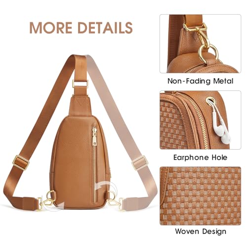Image of Kattee Sling Crossbody Bag for Women, Leather Fanny Pack Crossbody Sling Bags, RFID Purse Chest Bag Small Daypack for Women