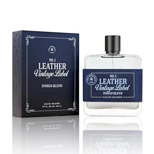 Leather No. 3 by Tru Western Vintage Label Indigo Blend 3.4 fl oz (100 ml) with Notes of Velvety Citrus Blue Vetiver Wild Lavender and Sueded Sandalwood Clean Smooth Masculine Fragrance