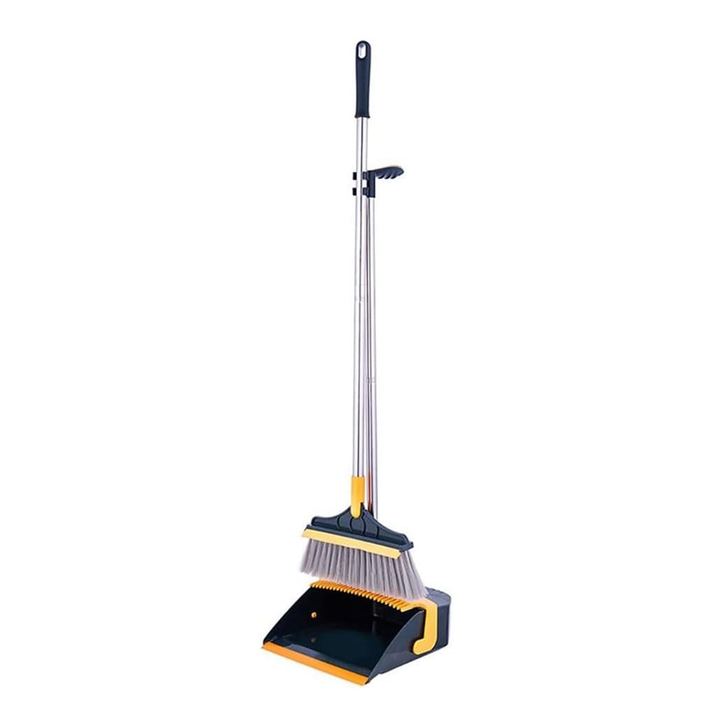 Moderno Escoba Plegable y recogedor con Mango Largo de Acero Inoxidable, Juego Combinado de recogedor Vertical Conveniente