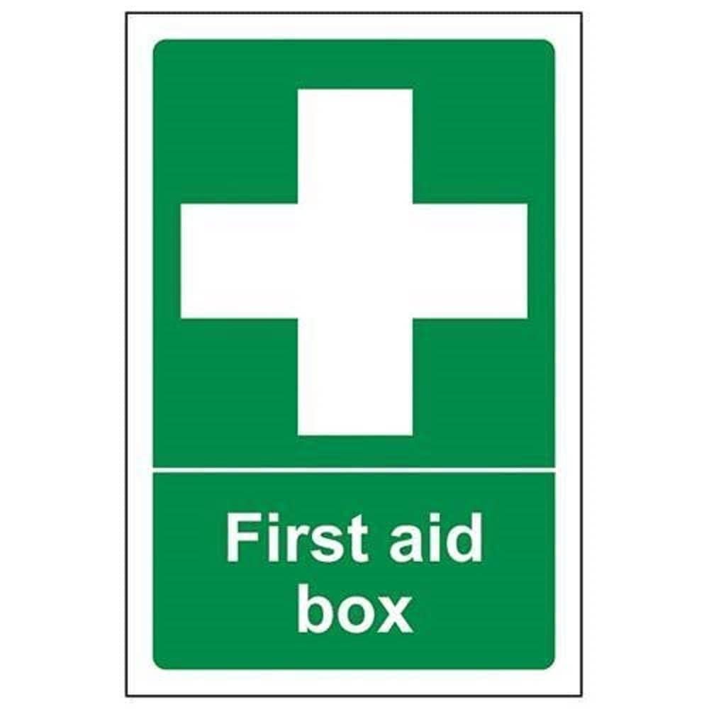 V Safety 31004AN-R2 First Aid Box Sign - Portrait - 150mm x 200mm - 2mm Rigid Plastic