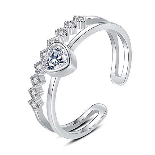 VIKI LYNN Anillo de plata de ley 925 con forma de corazón abierto, anillo de eternidad para mujer Cover