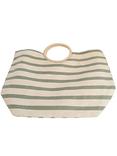 Brigitte von Boch - Bolso al hombro para mujer Beige Beige-Lindgrün gestreift