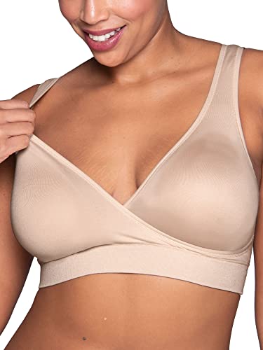 Vanity Fair Women's Maternity Nursing Breastfeeding: Wireless Pullover Lounge Sleep Bra, Available in Multipacks, Neutral, X-Large