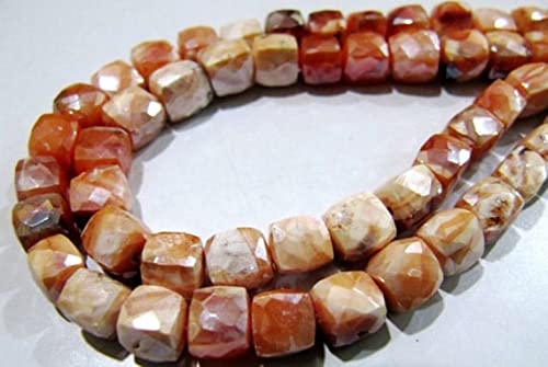 Carnelian beads perles cornaline facettées 6-7mm cube 3D LKBEADS